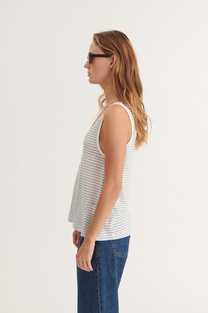 Basic Apparel Ryda Stripe Tank Toppe 758 Quiet harbor / Whisper white